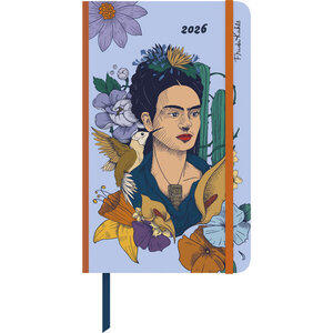Frida Kahlo Wochen-Notizkalender groß 2026 Maße (B/H): 13 x 21 cm, Taschenkalender mit Verschlussband & Falttasche, 1 Woche/1 Seit
