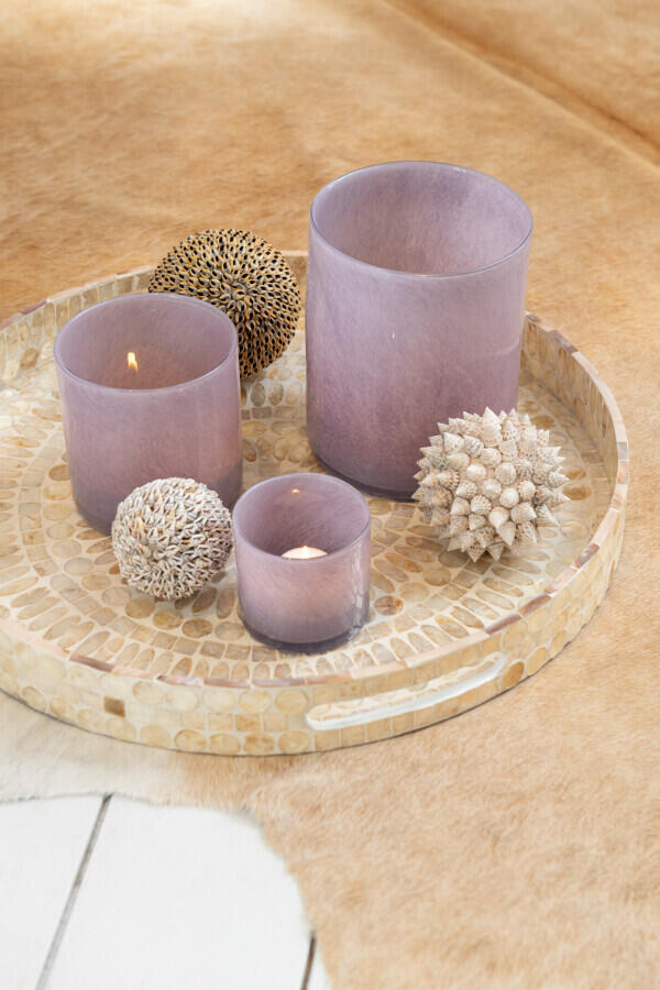 Tealight lantern jade - glass - light lilac 20651 - 18 x 15 x 15 cm