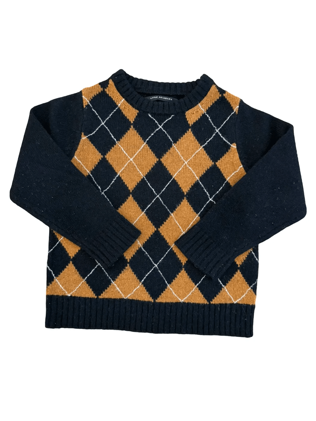 Little Akiabara pull en laine noir et camel à motif argyle (2 ans)
