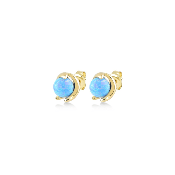 # 14K yellow gold earrings with blue opal