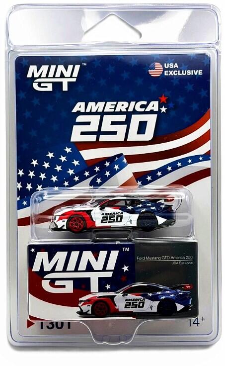 Mini GT - #MGT01301-BL - Ford Mustang GTD - America 250 - USA Exclusive - 1/64