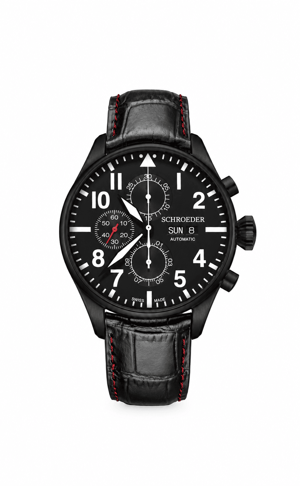 Montre Schroeder Timepieces de la collection Chronographe en acier satiné PVD noir