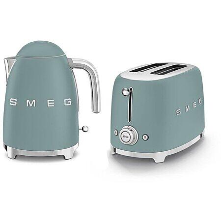 Pack SMEG Bouilloire 1.7L Arrêt Automatique + Grille-pain Toaster 2 Fentes 950W Vert Émeraude