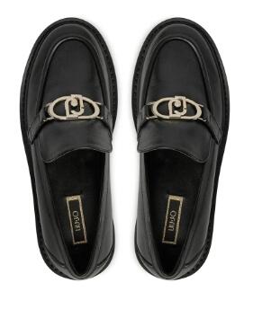 Mocassin à plateforme en cuir noir, Taille 38, LIUJO