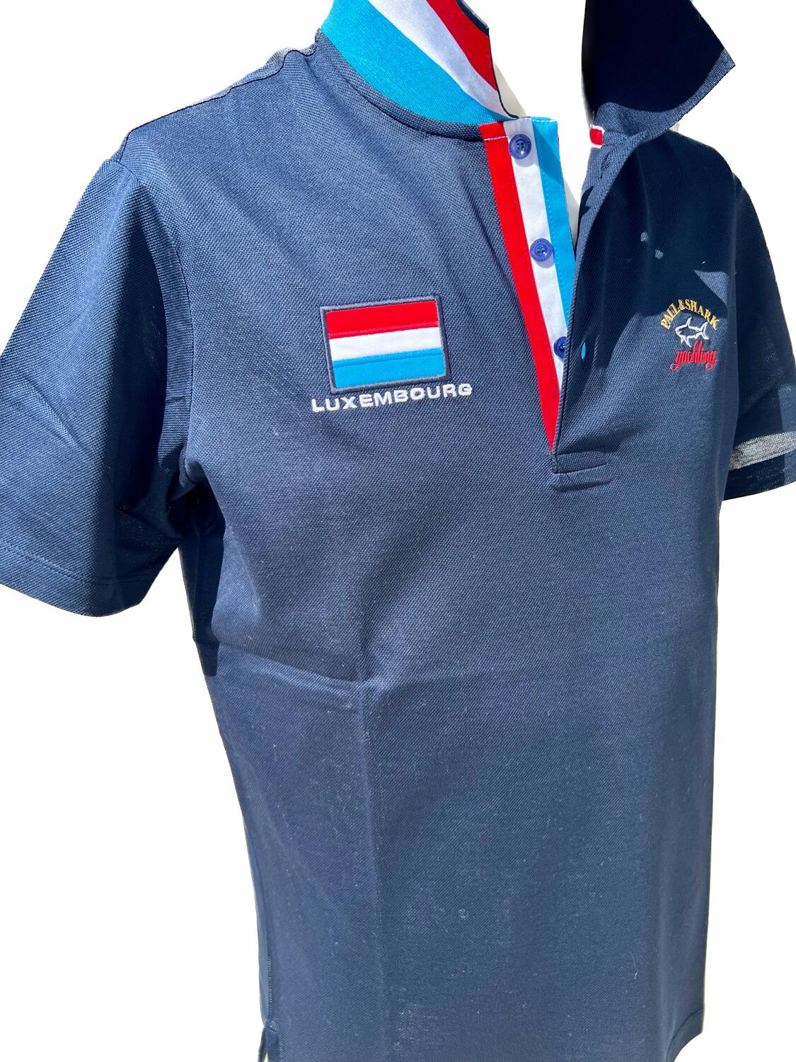 Blue white and red polo shirt best sale