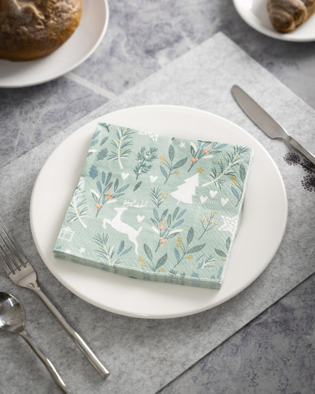 Eglo napkins Hirsch Pasig green/white 16.5 x 16.5 cm - 20-pack