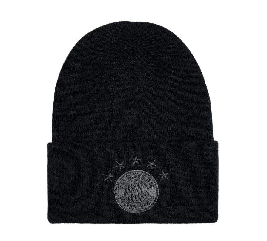 Bonnet FC Bayern München Tricoté – Logo Officiel, Noir, Taille Unique, 100% Acrylique