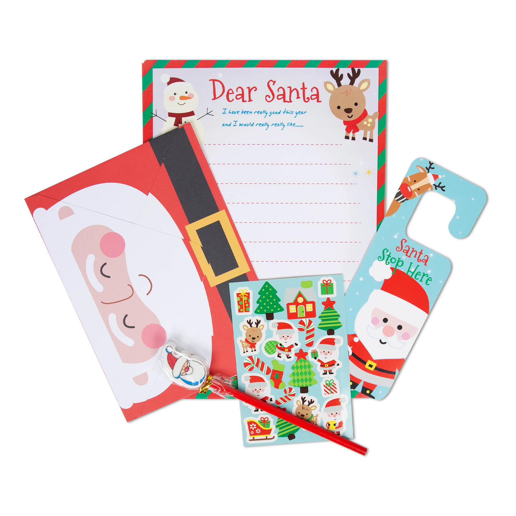 Letter to Santa Gift Set for Kids | Christmas Activity Kit with Stickers & Door Hanger | Widdop