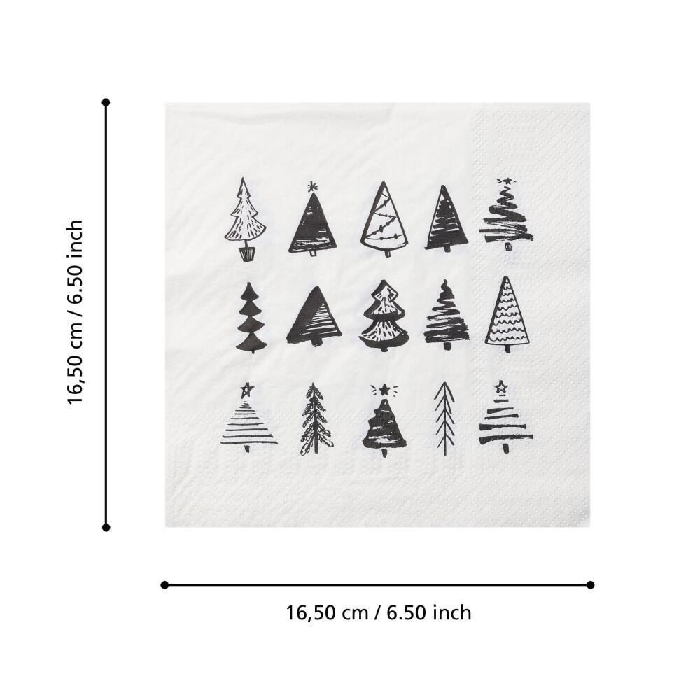 Eglo napkins Bäumen Pasig white/black 16.5 x 16.5 cm - 20-pack