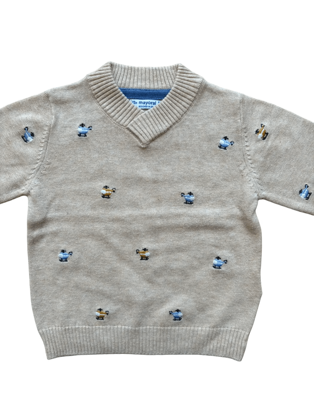 Mayoral Beige Helicopter Embroidered Sweater (12M)