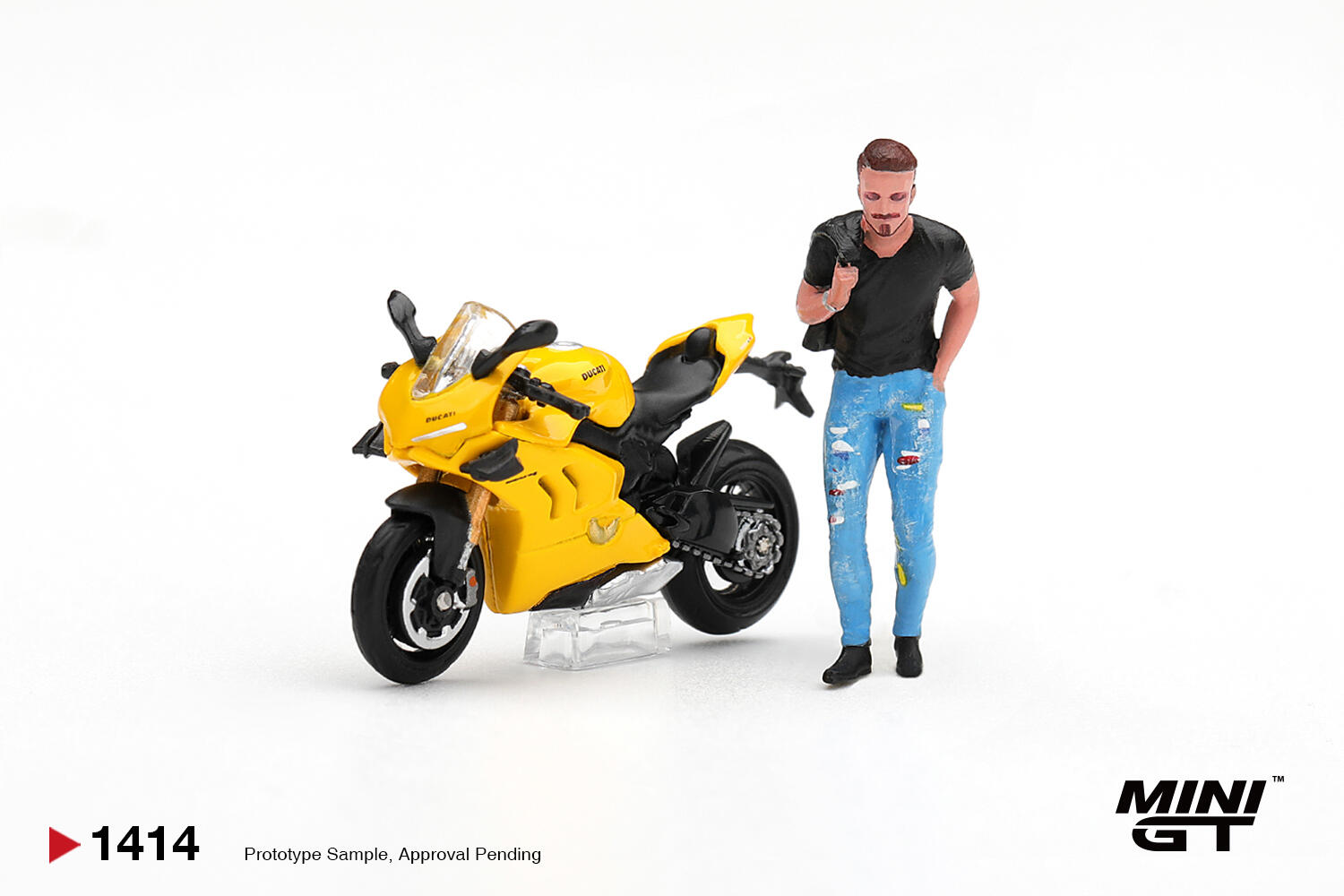 [Pre-order] Mini GT - Ducati Panigale V4 S - Yellow - with figure - #MGT01414-L - 1:64 scale