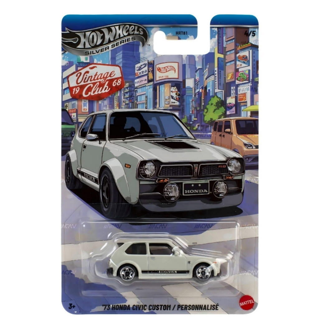 Hot Wheels Silver Series - #HRT81 JKY23 - '73 Honda Civic Custom - Vintage Club #4/5 - 1/64