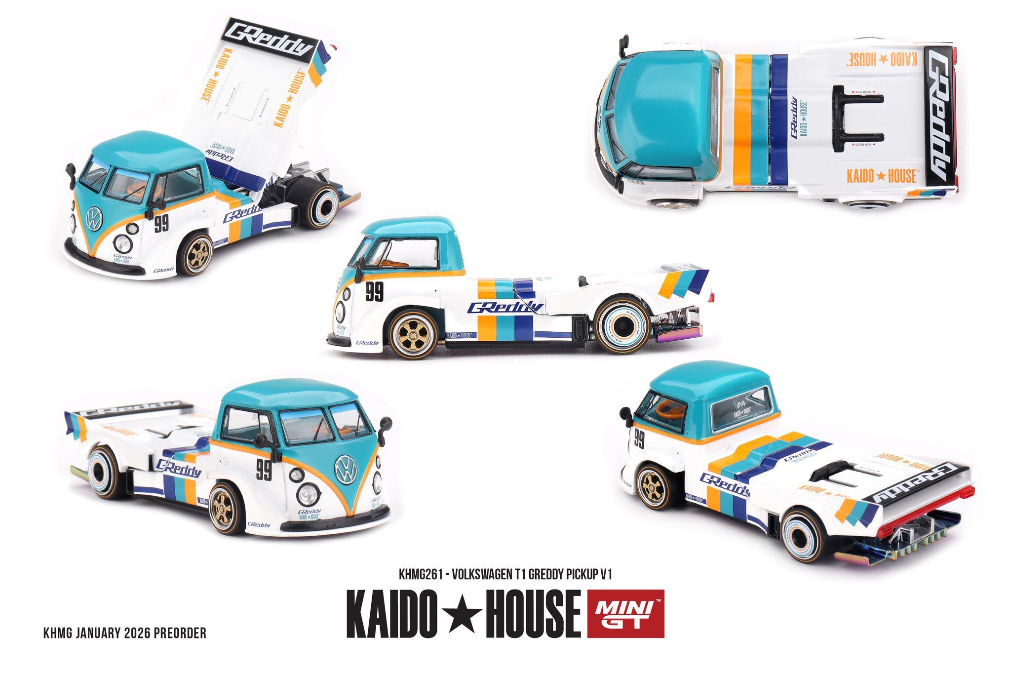 [Vorbestellbar] Kaido★House / Mini GT - #KHMG261 - Volkswagen T1 GReddy Pickup V1 - 1/64