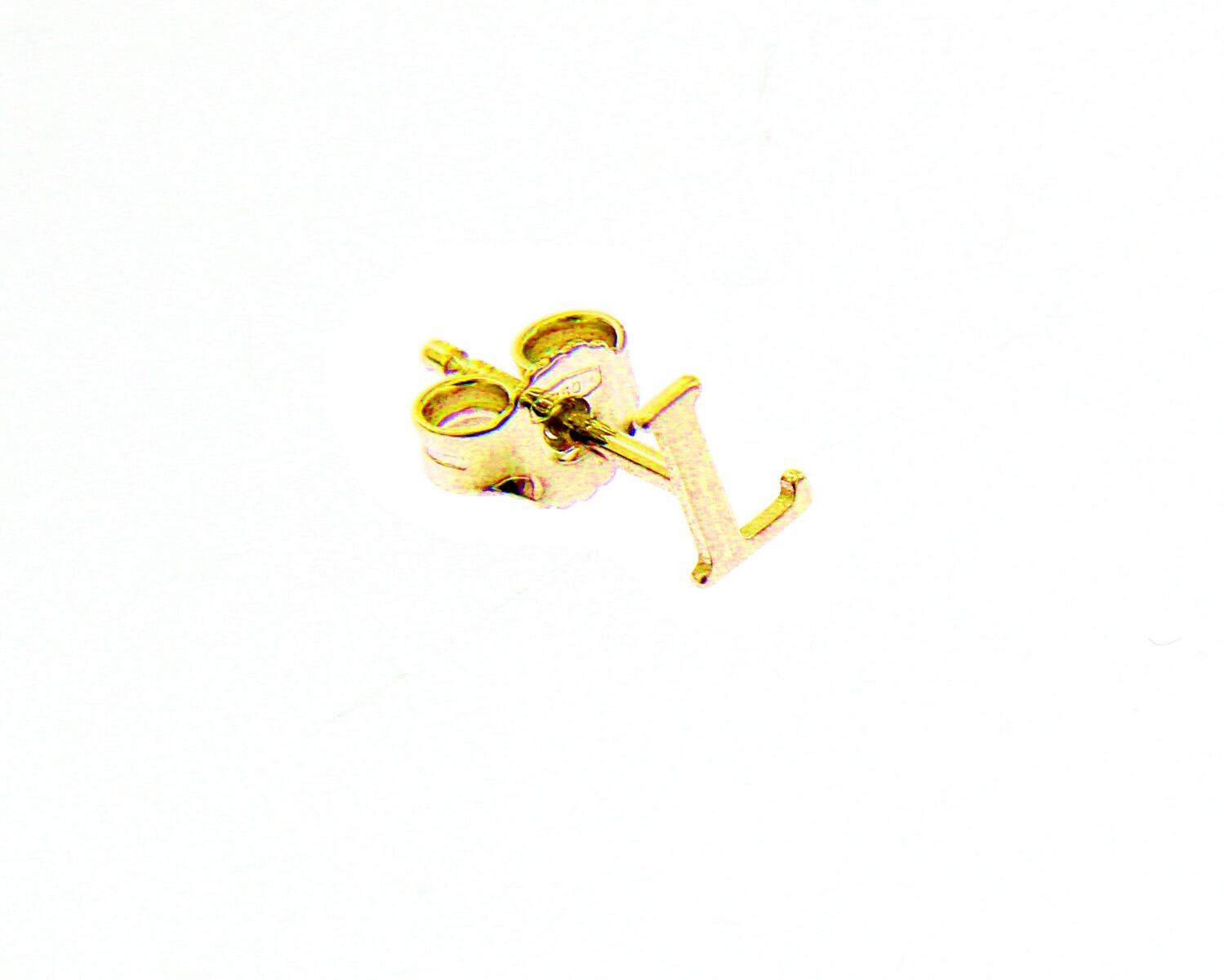 1 seule boucle d'oreille lettre L  or jaune 18K