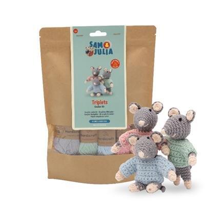 Sam&Julia: KIT DE CROCHET - TRIPLÉS 9 cm, avec des patrons de crochet et du fil