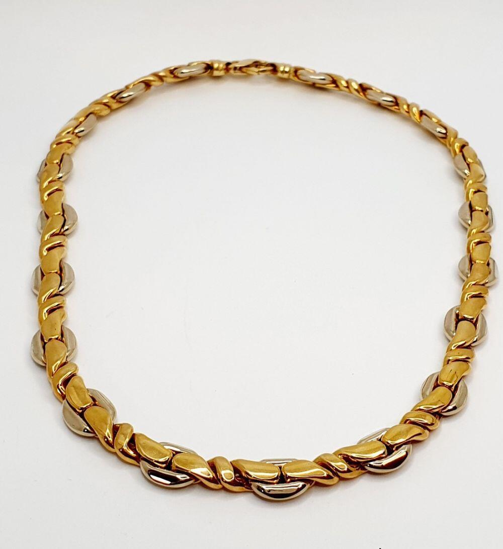 # Yellow and white gold necklace, 43cm semi-rigid