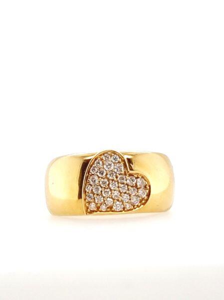 # 18K yellow gold ring with 0.38ct natural diamonds heart set