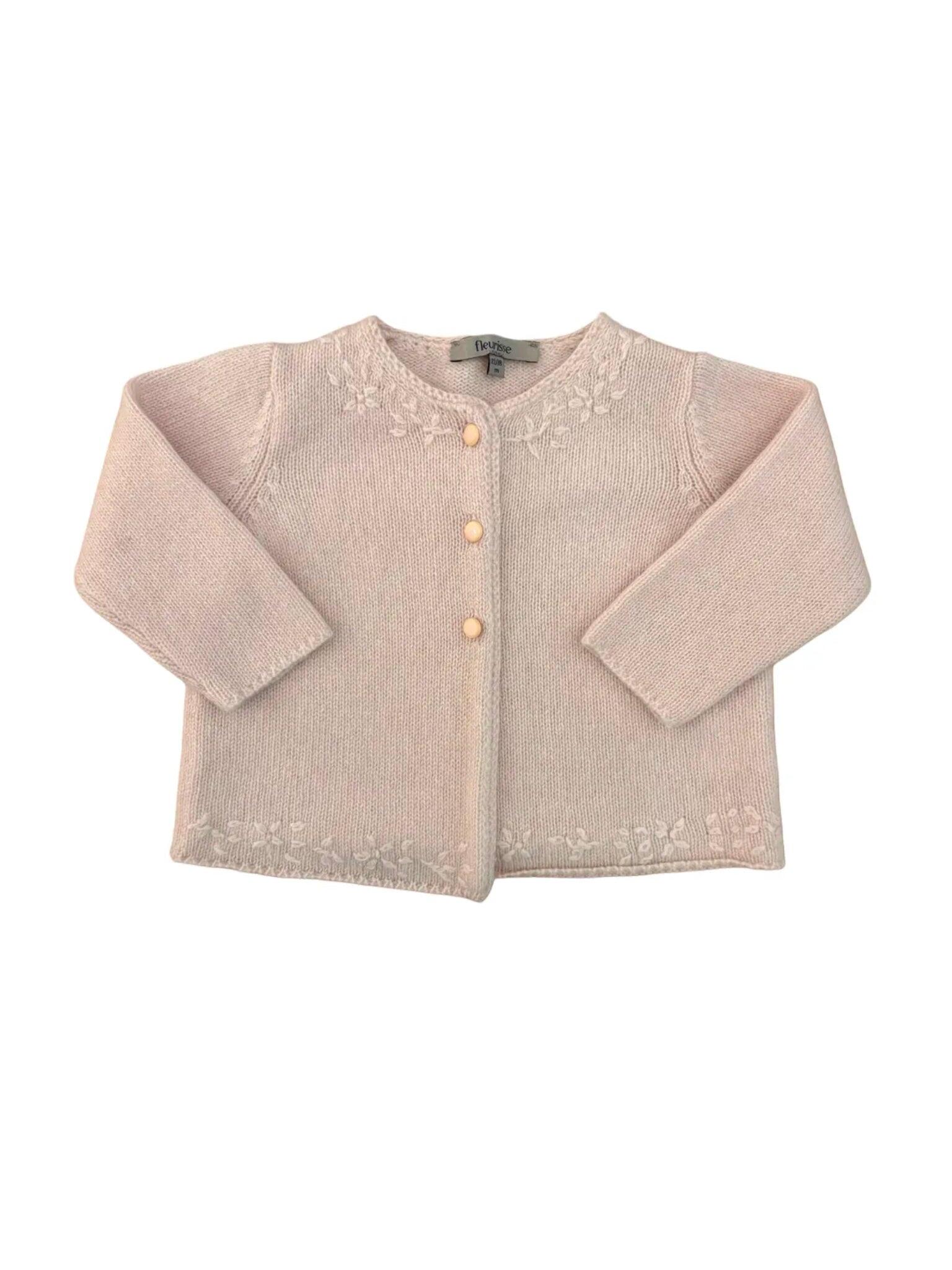 Fleurisse Cardigan en cachemire rose (12-18 mois)