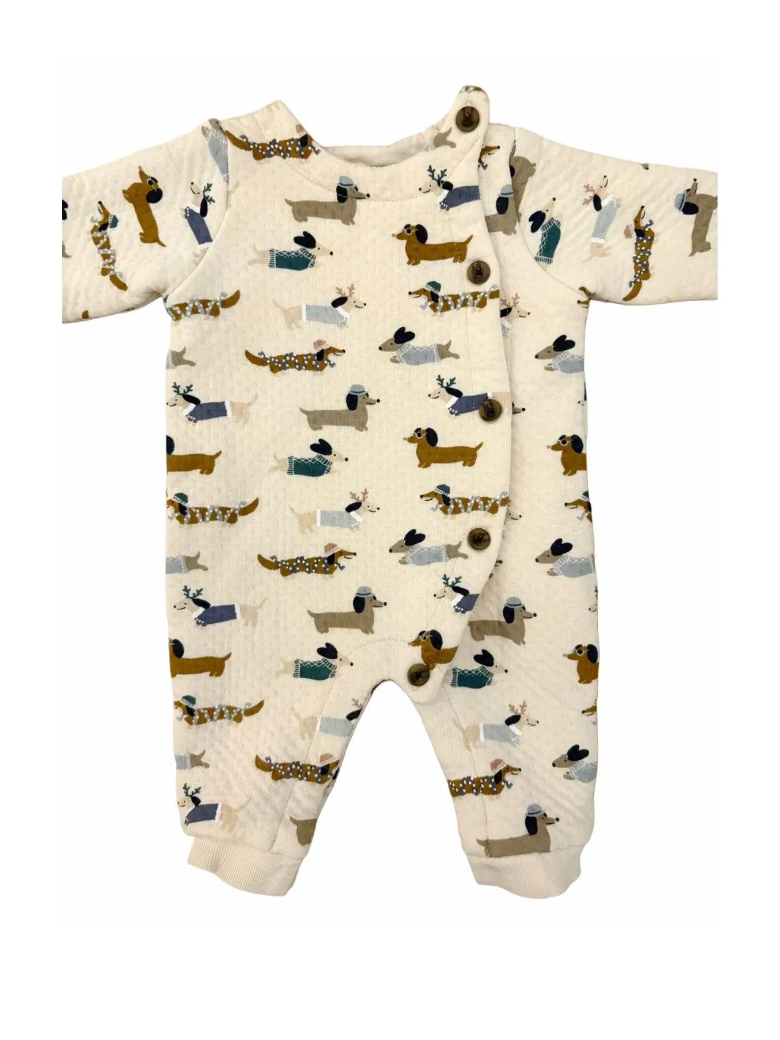 Boutchou Cream Dog with Antlers Pajamas (3M)