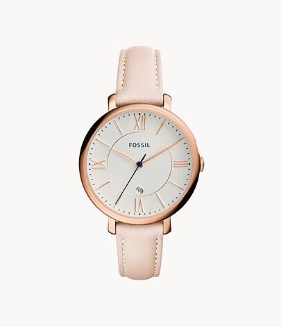 Jacqueline Date Blush Leather Watch