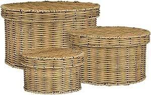 Mica Decorations Aufbewahrungskorb Liam Ø 44 x 26 cm braun 3 Stück