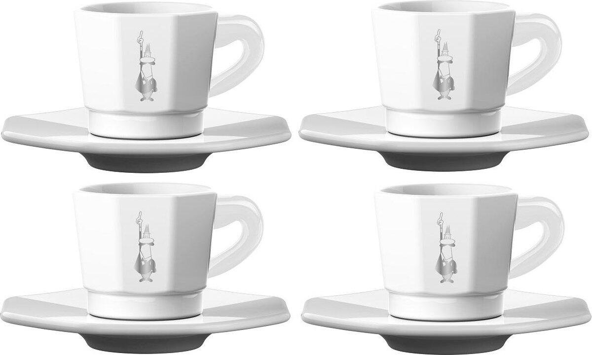 BIALETTI MOKA - RTATZ402 Set of 4 8-oz Cups Total White