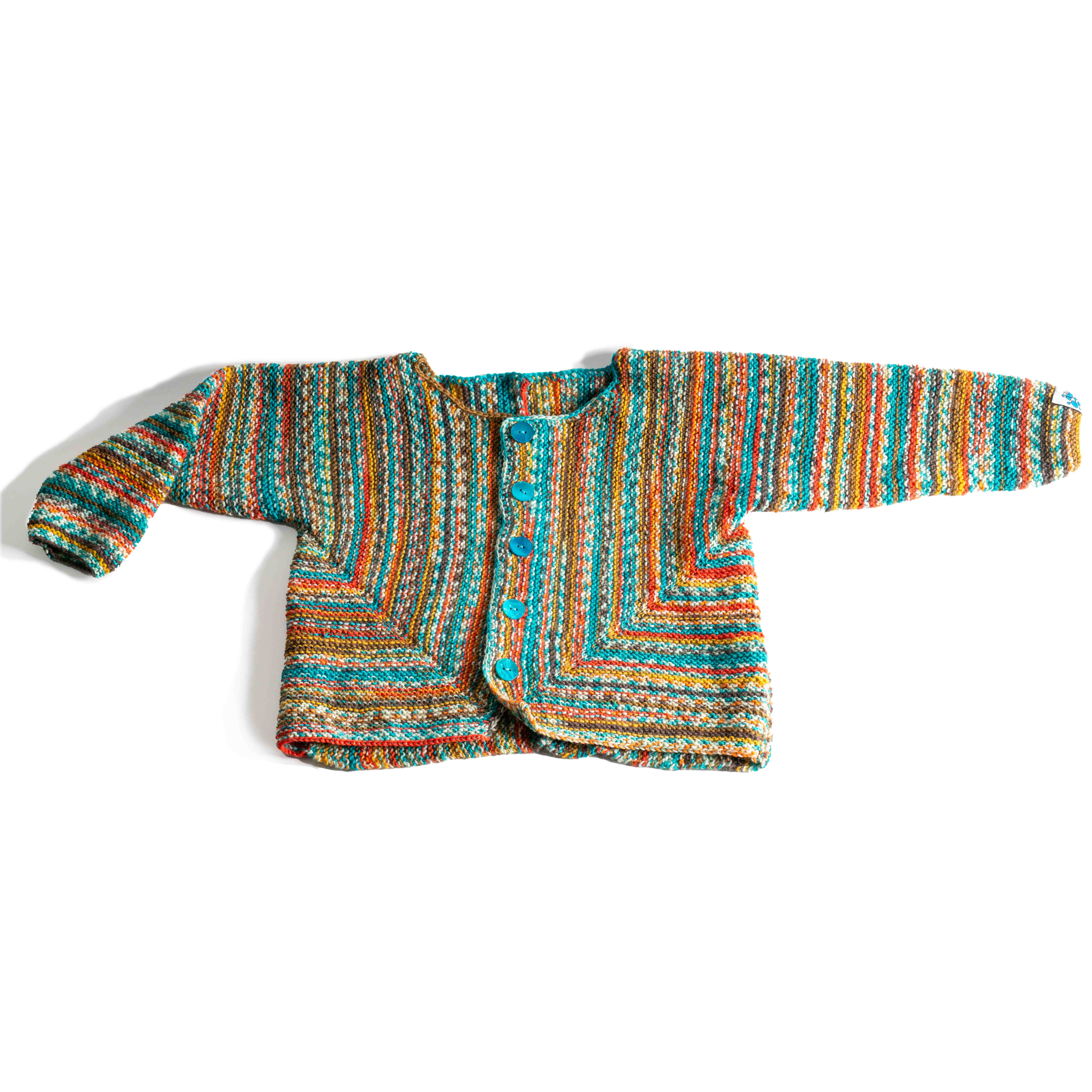 Colorful baby or toddler cardigan, hand-knitted 
