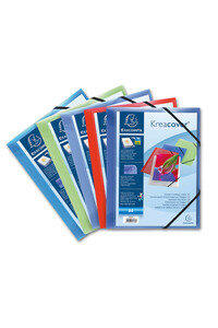 55189E: Chemise à élastiques 3 rabats polypropylène translucide Krea Cover - A4 - Couleurs assorties