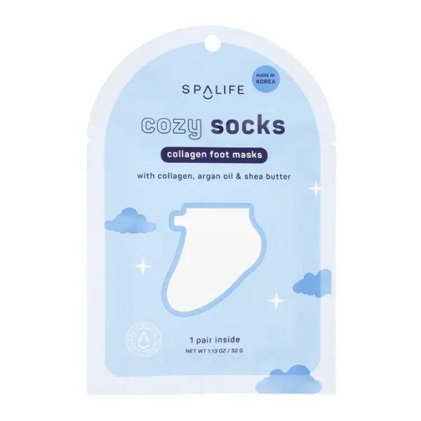 SpaLife Kollagen-Fußmasken mit kuscheligen Socken – 1 Paar