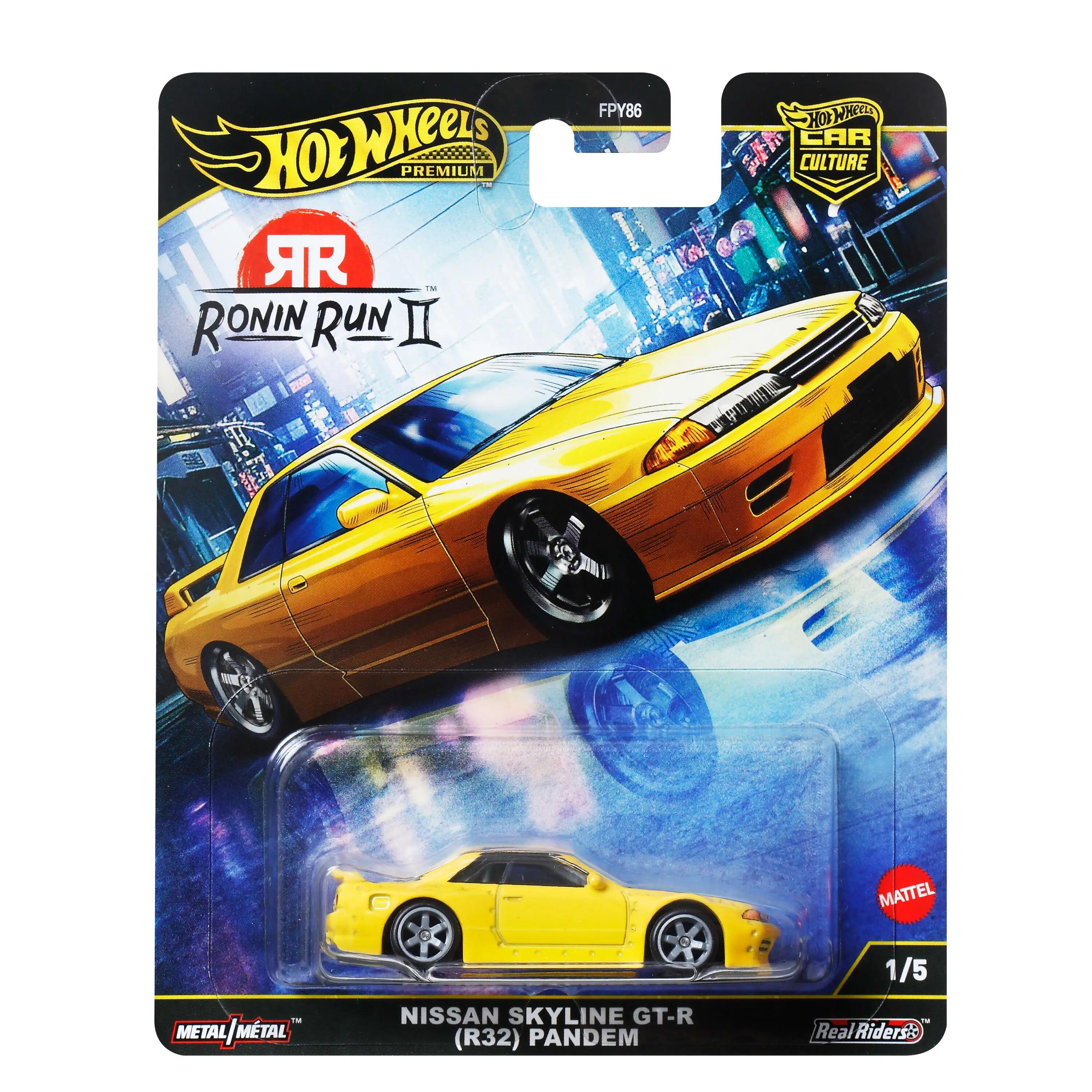 Hot Wheels Premium Car Culture Ronin Run 2 Nissan Skyline R32 Pandem à l'échelle 1:64, véhicule de collection (JBK88)