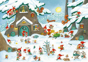 Kaden, Outi: Dans le Wichtel-Wimmelwald Sticker-Adventskalender, Dimensions (L/H) : 42 x 29,5 cm