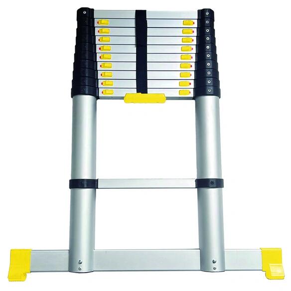 DEAL! Telescopic ladder, 11 rungs, 150 kg load capacity, aluminum, silver-colored