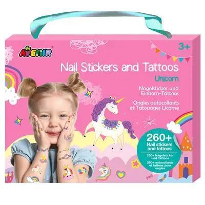 Nagelsticker und Tattoos – Einhorn