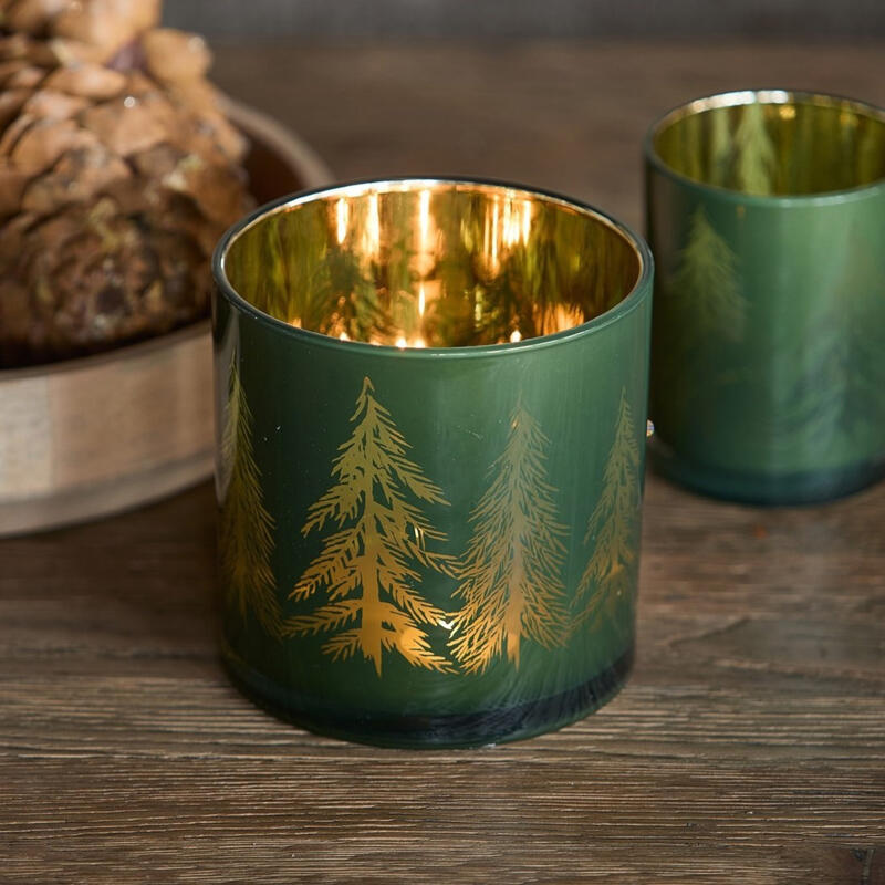Riviera Maison Winter Forest M Tealight Green and Gold 1021