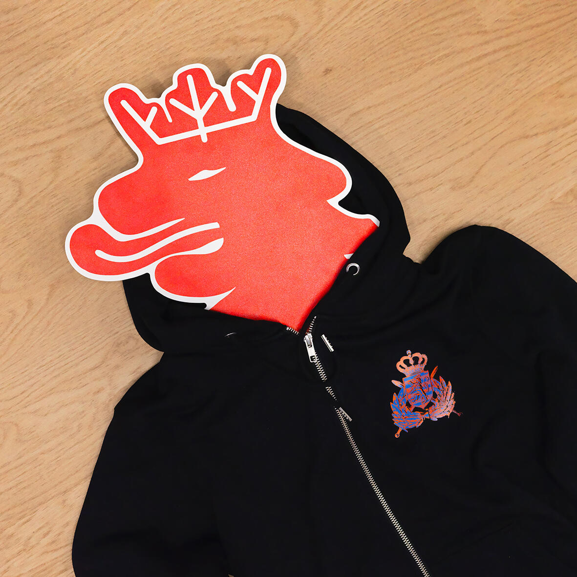 BLACK ARMY ZIP HOODIE