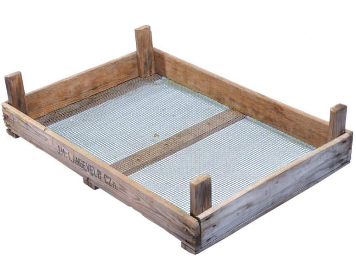 Caisse à bulbes Flamingo en bois vintage, fond en treillis métallique, 70 x 50 x 13 cm, brun