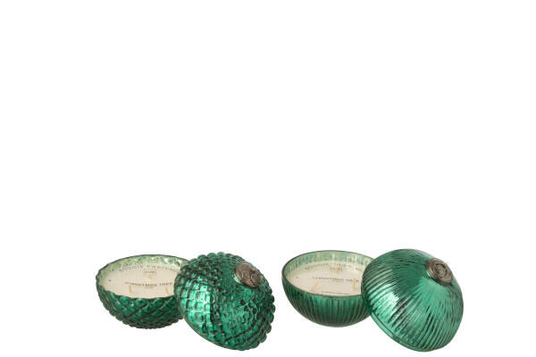 Scented candle in Christmas bauble - glass - fir green - 13 cm - 658a (55220) Winter