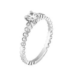 # Solitärring aus Platin mit einem zentralen Diamanten von 0,30 ct und 0,10 ct natürlichen Diamanten an den Seiten