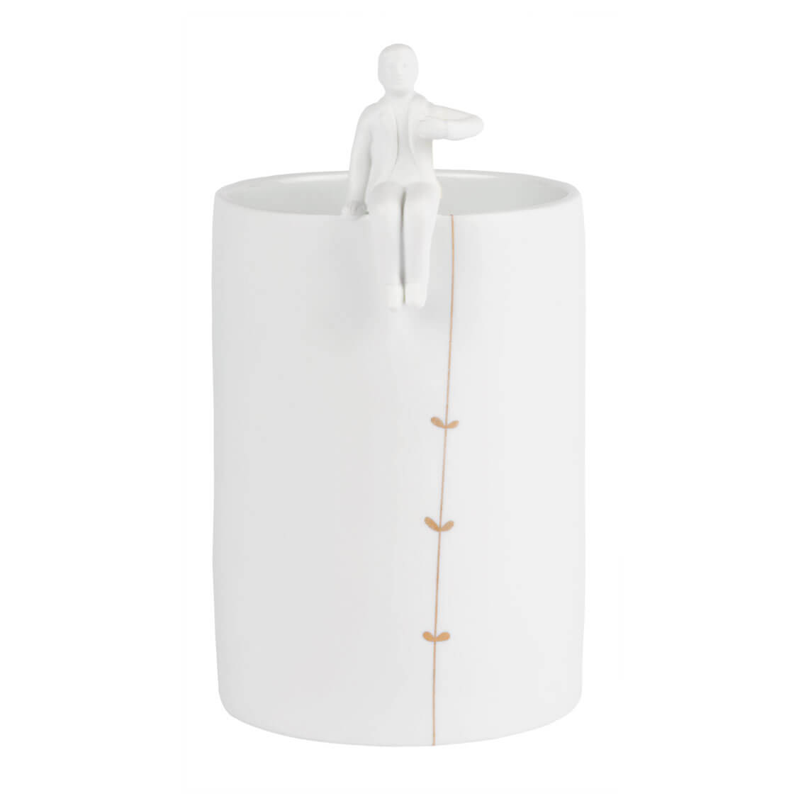 Vase avec figurine en porcelaine (Ø10 x 18 cm)