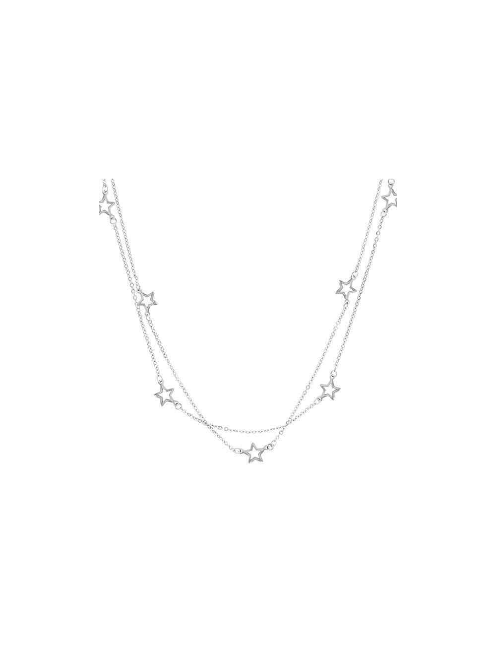 # Collier double acier avec des etoiles 40+5cm