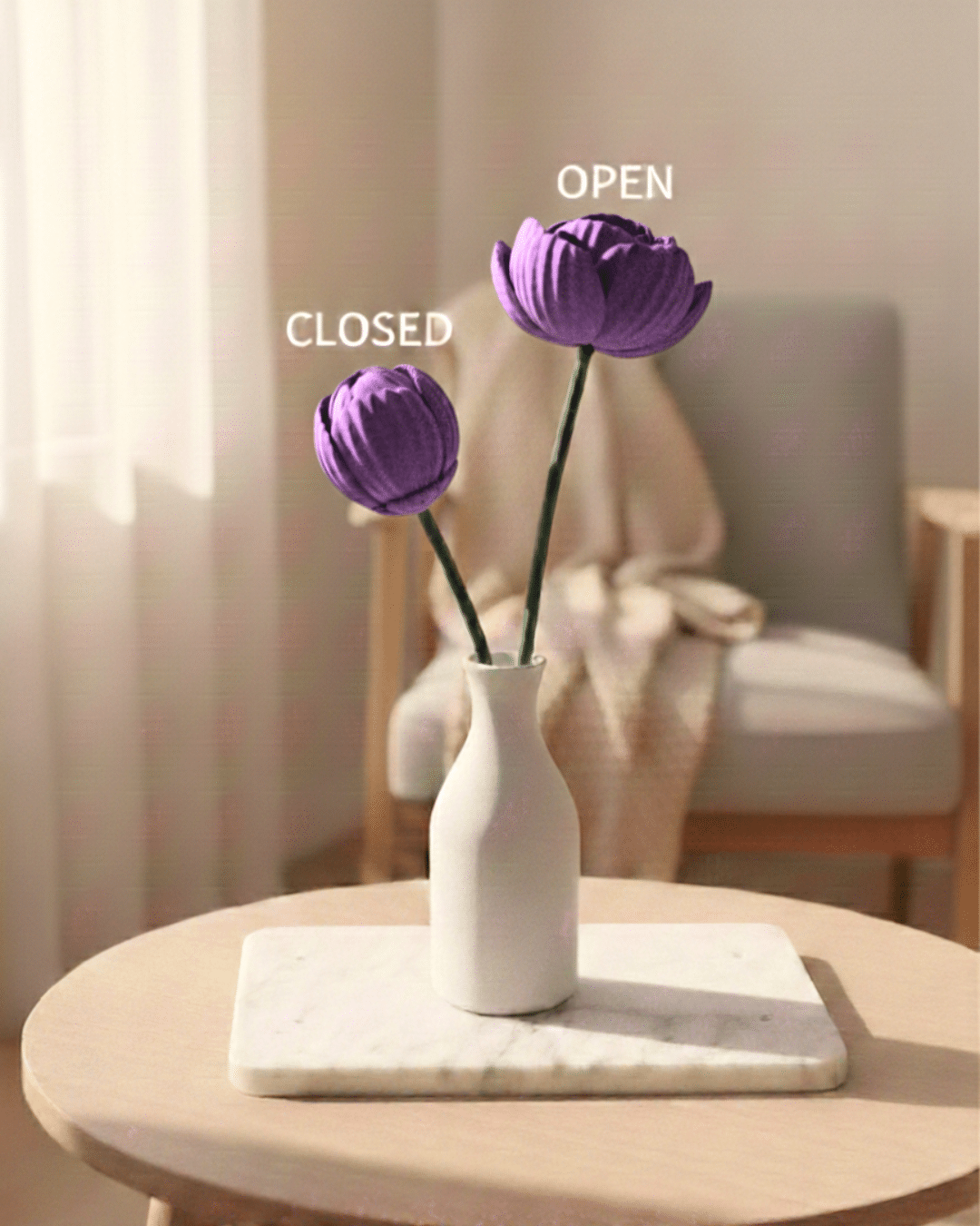 Mechanische Rose, geheimer Ringhalter, 3D-gedruckte Schmuckgeschenkbox, LILA