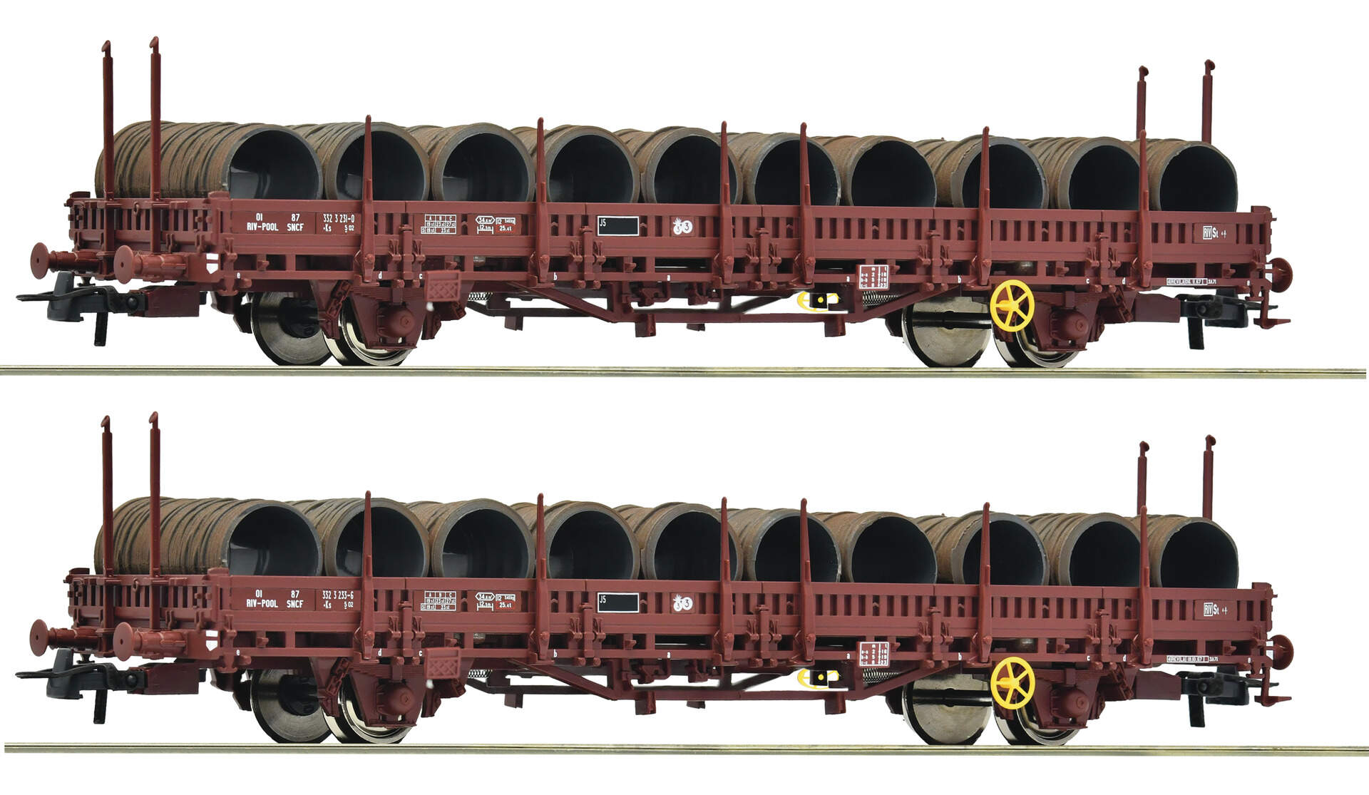 Roco H0 - 4365B/4366B - Transport de fret - 3 Wagons