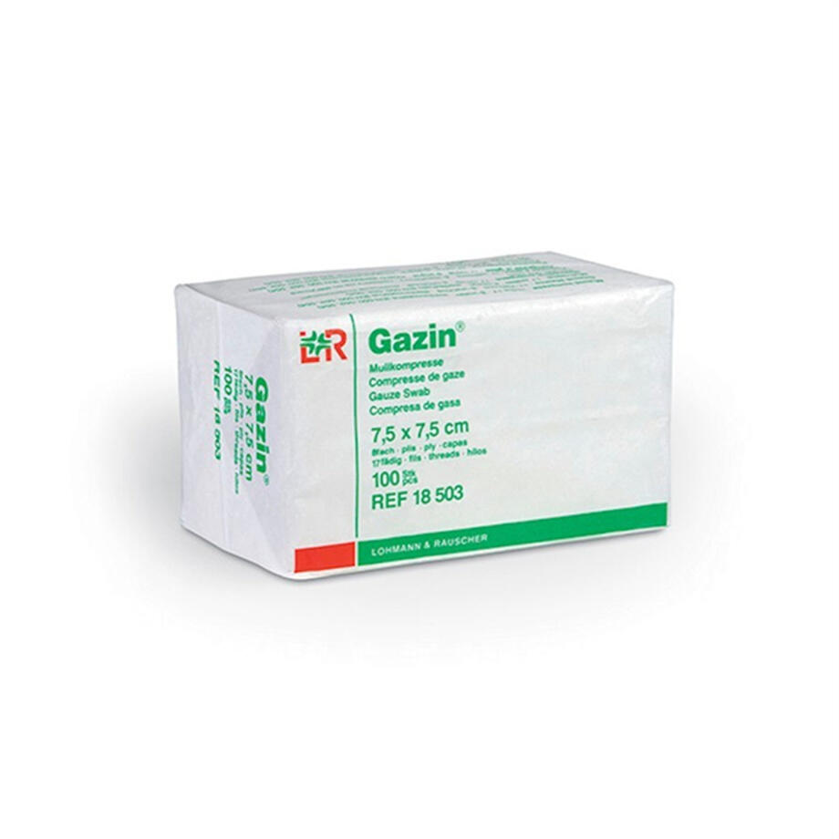 Compresse Gazin 3D non sterile, 7,5 × 7,5 cm, 12 plis – Boite de 100 pieces