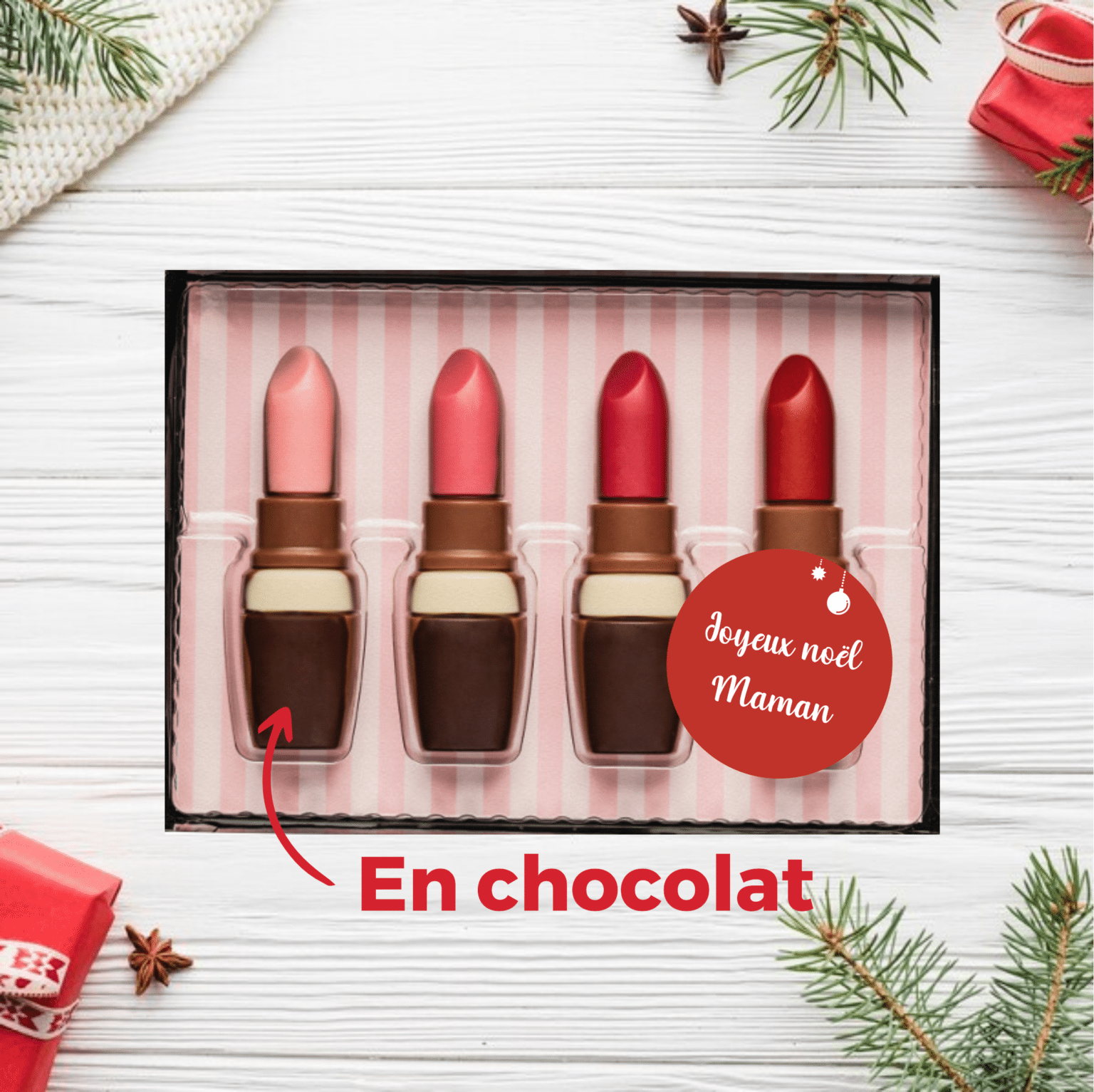 Coffret Rouge à Lèvres en Chocolat