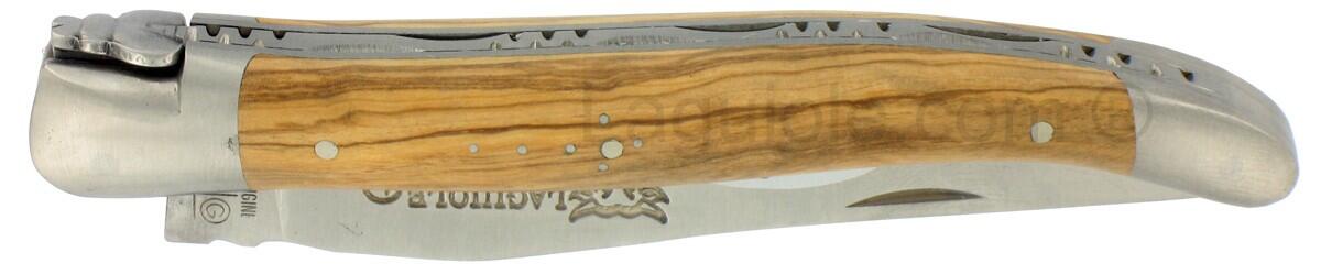 Couteau pliant 1 piece 2 mitres 12cm Inox RF Olivier