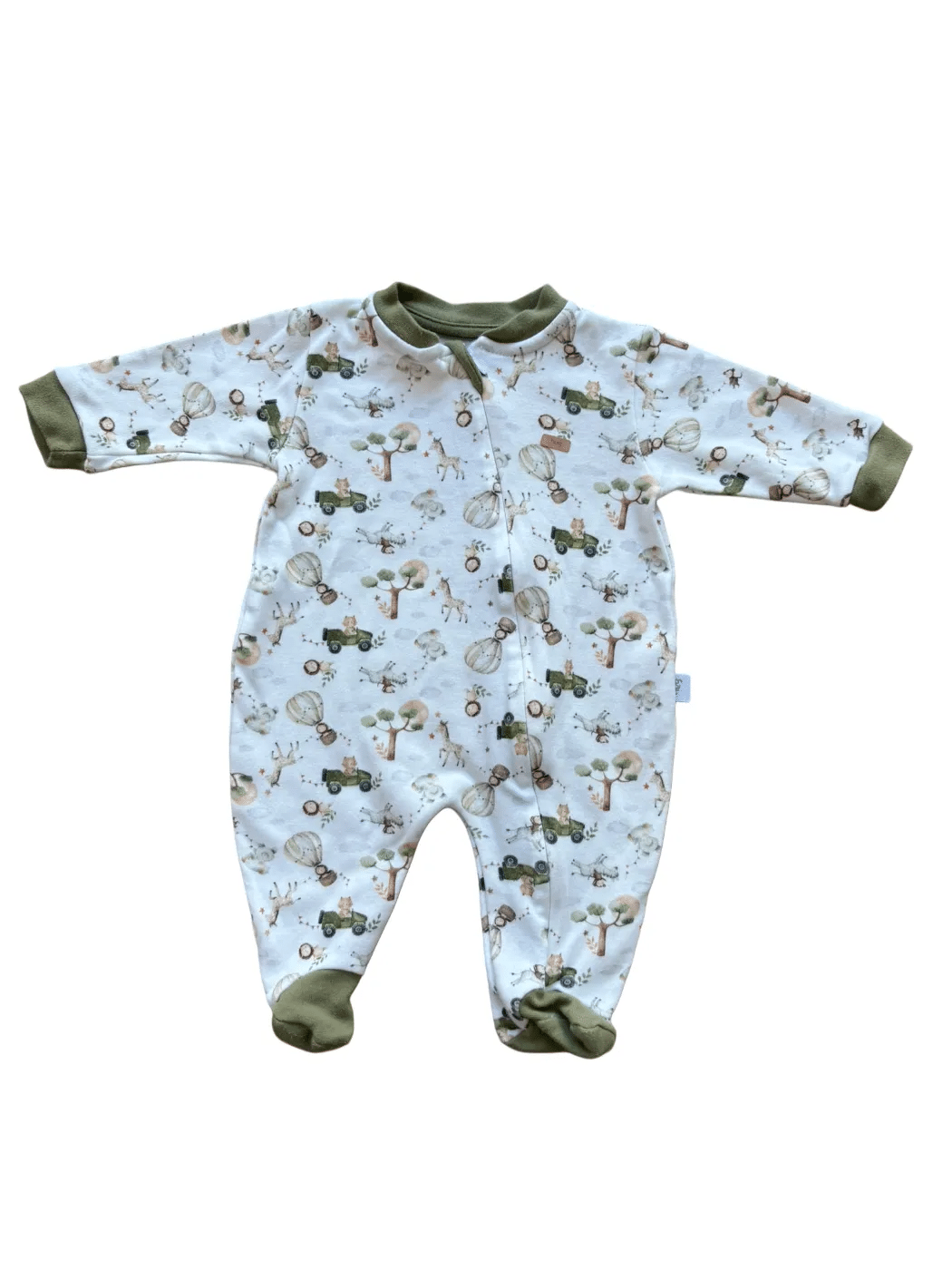 Hug barboteuse blanche à motif Woodland (0-3 mois)