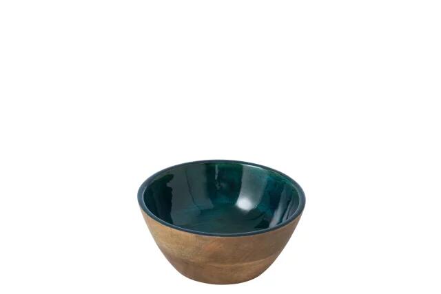 Petite coupe pour en-cas et salade, et bien plus encore. - intérieur en bois de mangue bleu pétrole - 548 - 268784
