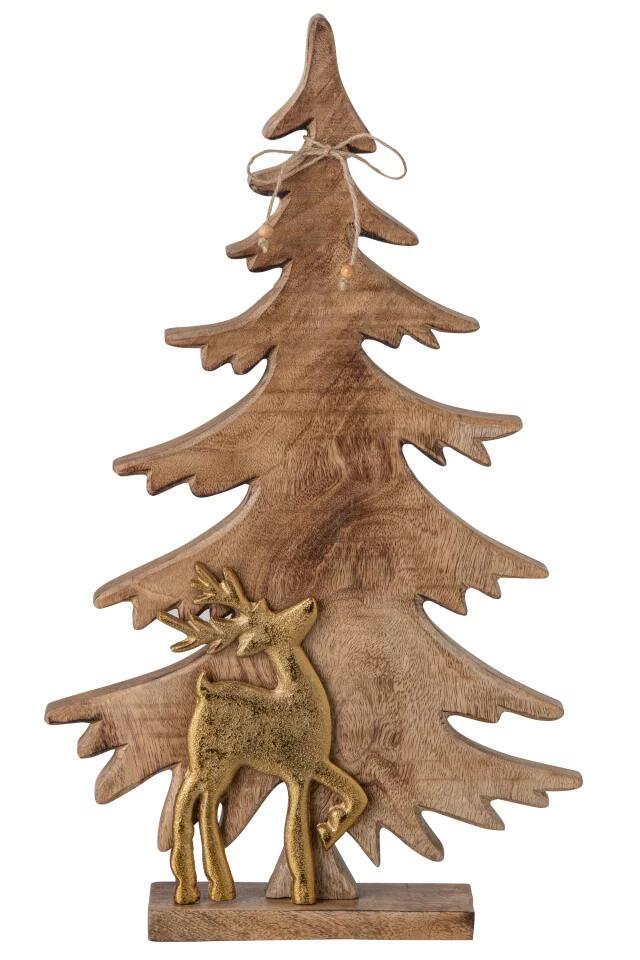 Pine + Reindeer Mango Wood Natural/Gold Large 56 cm (265318)