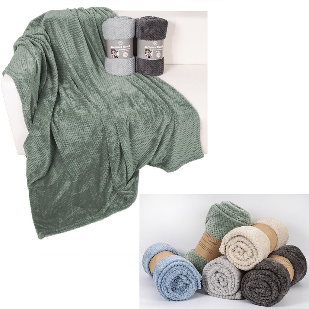 Jacquard flannel fleece blanket, 150 x 200 cm, 5-color assortment