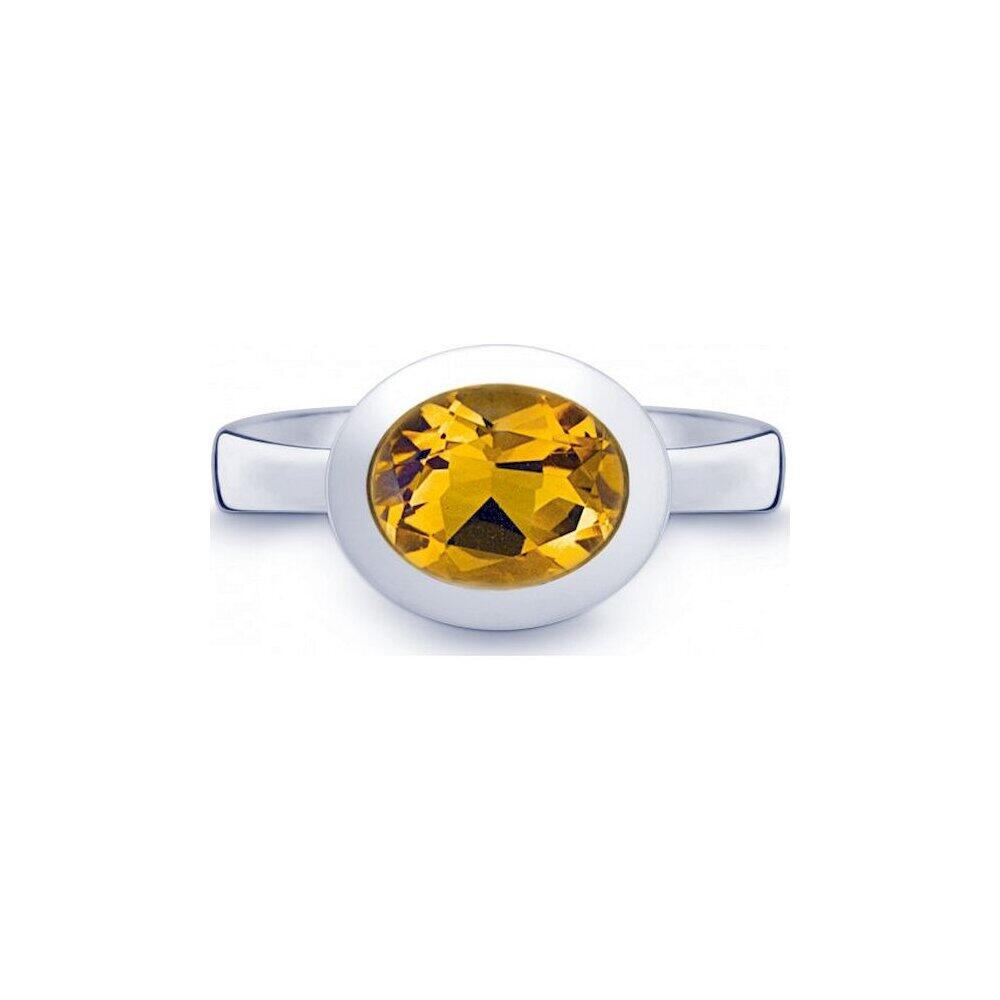 QUINN - Ring - Women's - Sterling Silver 925 - Gemstone - Citrine - Size 56 - 21402611